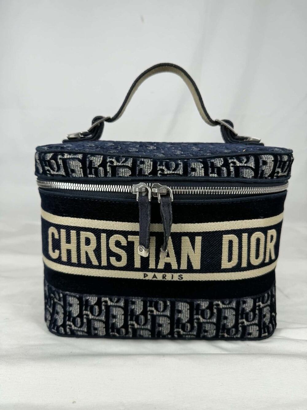 Christian Dior Blue Velvet Oblique Diortravel Vanity Case SPB-TS 365863